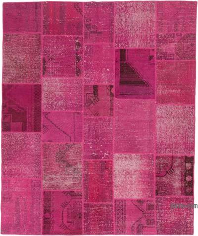Pembe Boyalı Patchwork Halı - 250 cm x 302 cm