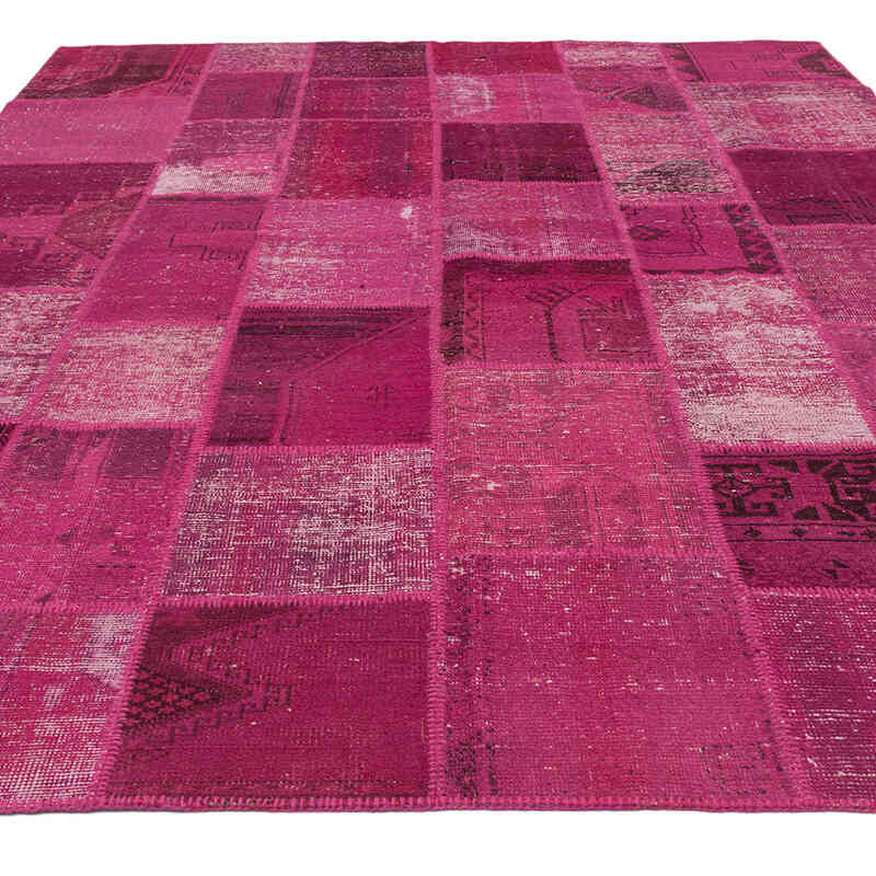 Pembe Boyalı Patchwork Halı - 242 cm x 300 cm - K0049979
