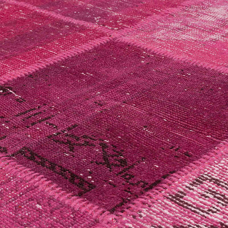 Pink Patchwork Hand-Knotted Turkish Rug - 7' 11" x 9' 10" (95 in. x 118 in.) - K0049979