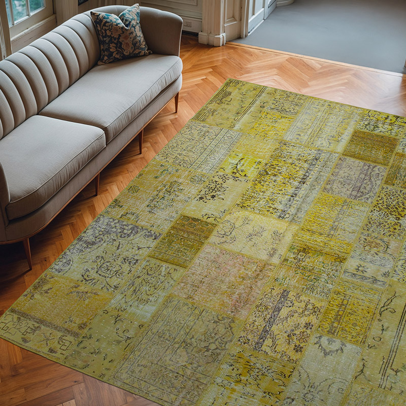 Alfombra De Retazos Turca Sobre-teñida - 260 cm x 305 cm - K0049982