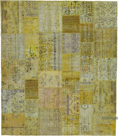 Sarı Boyalı Patchwork Halı - 260 cm x 305 cm