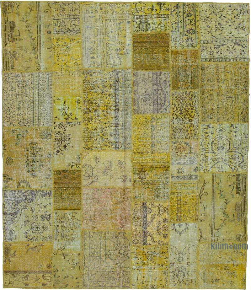 Sarı Boyalı Patchwork Halı - 260 cm x 305 cm - K0049982