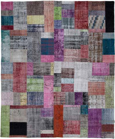 Çok Renkli Boyalı Patchwork Halı - 252 cm x 303 cm