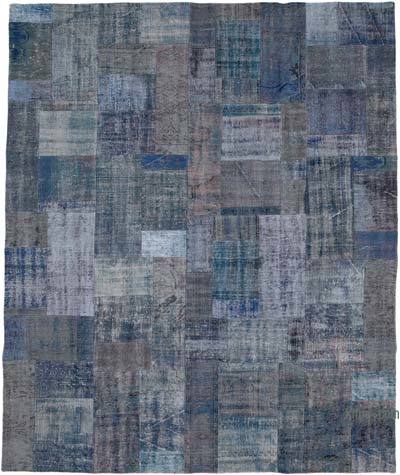 Blue Patchwork Hand-Knotted Turkish Rug - 8' 3" x 9' 11" (99 in. x 119 in.)