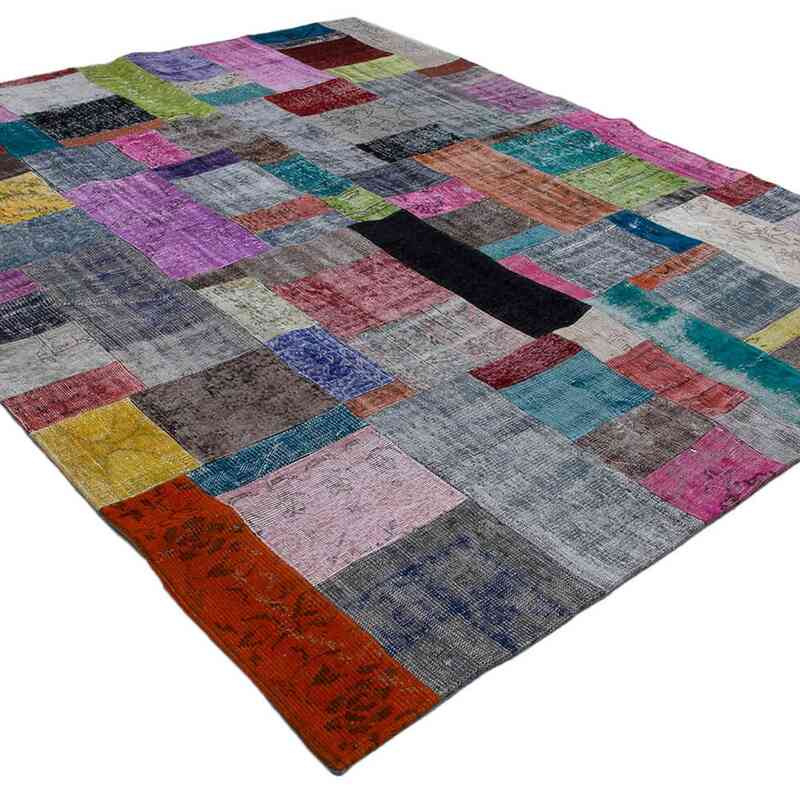 Multicolor Patchwork Hand-Knotted Turkish Rug - 8' 3" x 9' 11" (99 in. x 119 in.) - K0050000