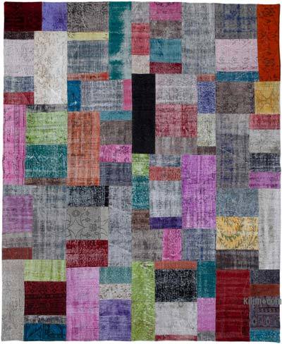 Çok Renkli Boyalı Patchwork Halı - 251 cm x 303 cm