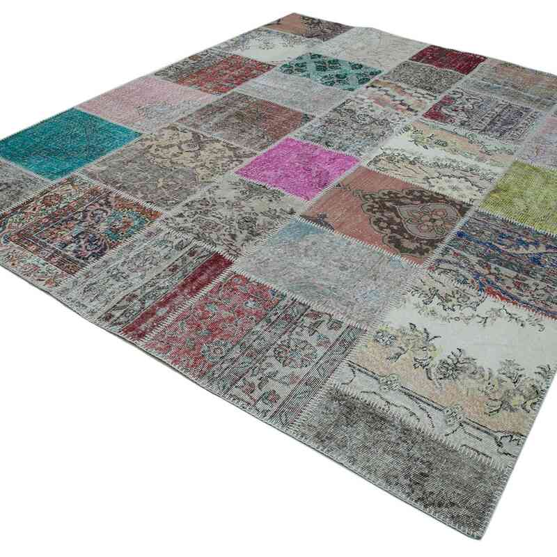 Multicolor Patchwork Hand-Knotted Turkish Rug - 8' 2" x 9' 9" (98 in. x 117 in.) - K0050003