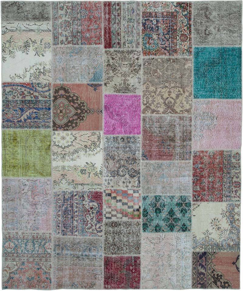 Multicolor Patchwork Hand-Knotted Turkish Rug - 8' 2" x 9' 9" (98 in. x 117 in.) - K0050003