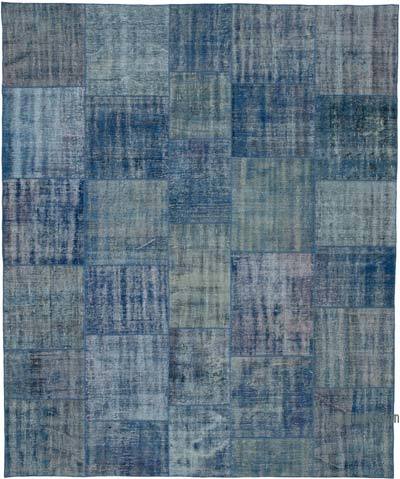 Blue Patchwork Hand-Knotted Turkish Rug - 8'  x 9' 8" (96 in. x 116 in.)