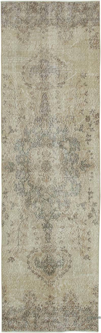 Bej Boyalı El Dokuma Vintage Halı Yolluk - 80 cm x 268 cm
