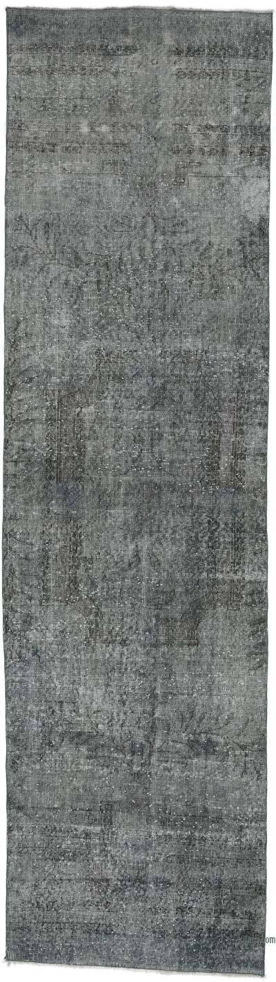 Grey Over-dyed Turkish Vintage Runner Rug - 2' 11" x 10' 10" (35 in. x 130 in.)