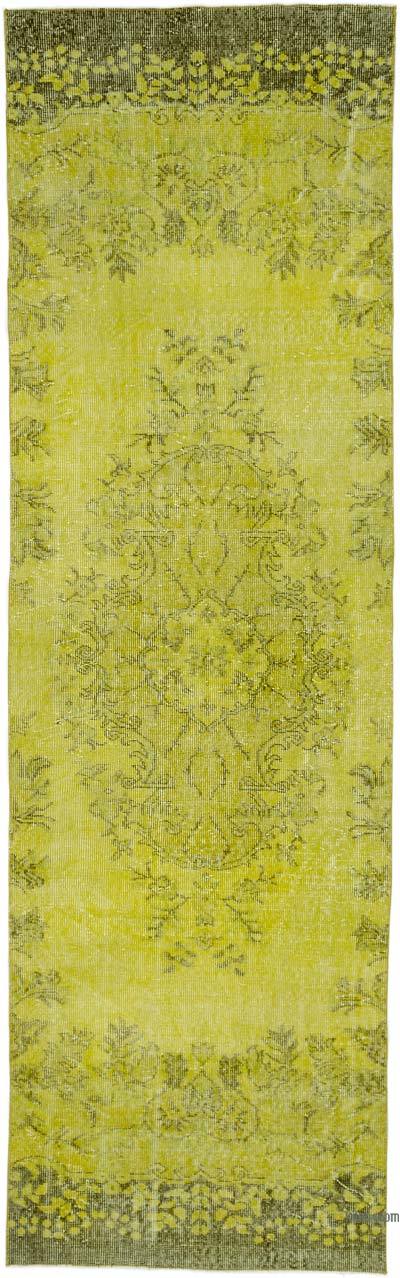 Boyalı El Dokuma Vintage Halı Yolluk - 90 cm x 298 cm
