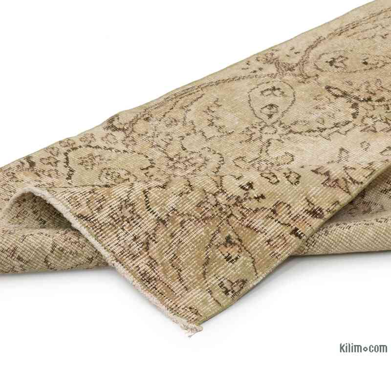 Bej Boyalı El Dokuma Vintage Halı Yolluk - 83 cm x 290 cm - K0050082