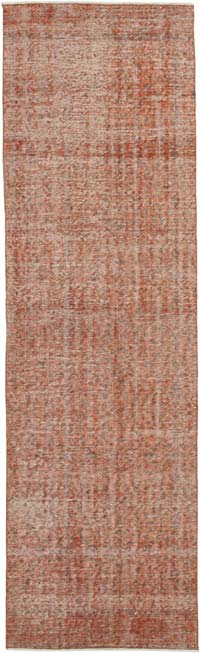 Naranja Alfombra de Pasillo Turca Vintage Sobreteñida - 86 cm x 285 cm