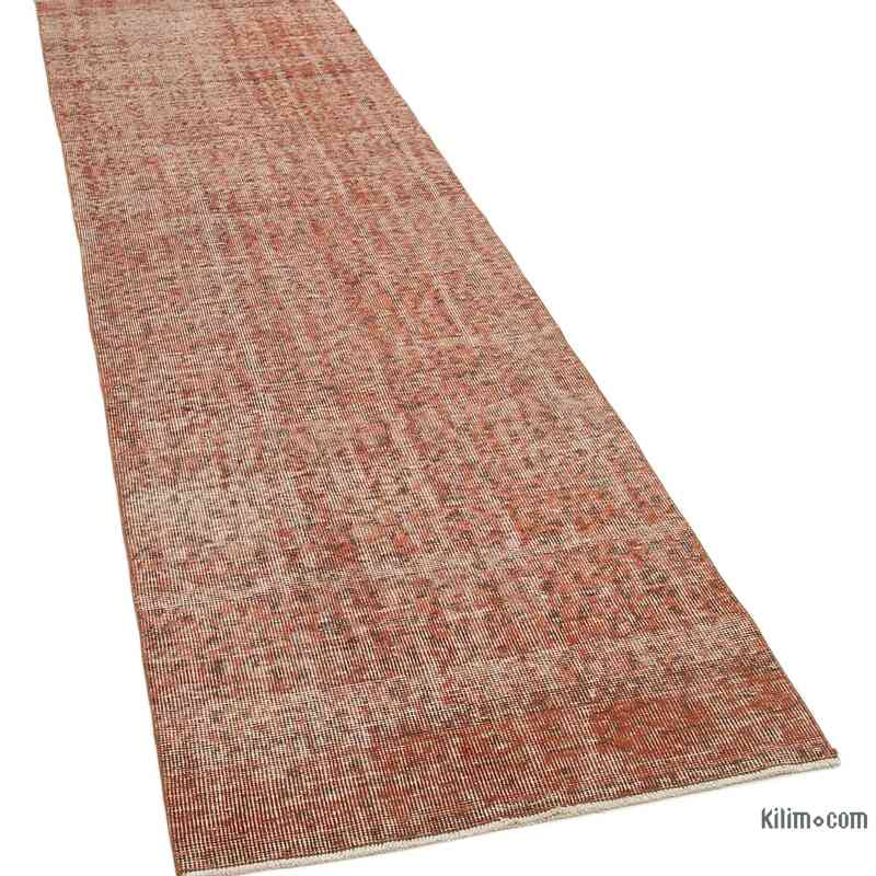 Orange Over-dyed Turkish Vintage Runner Rug - 2' 10" x 9' 4" (34" x 112") - K0050111
