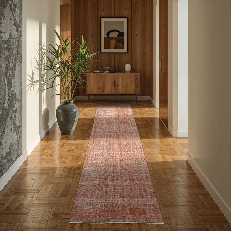 Orange Over-dyed Turkish Vintage Runner Rug - 2' 10" x 9' 4" (34" x 112") - K0050111