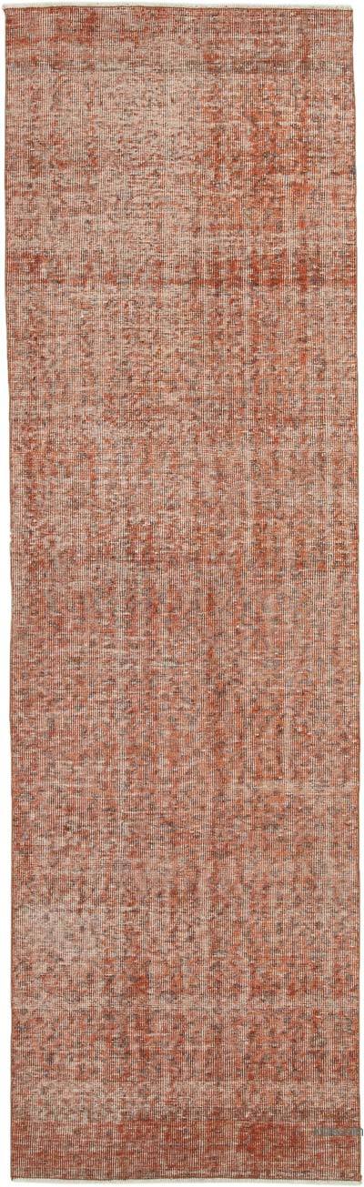 Turuncu Boyalı El Dokuma Vintage Halı Yolluk - 86 cm x 285 cm
