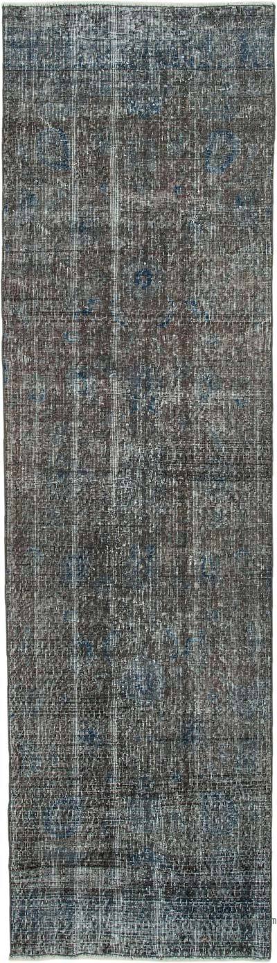 Grey Over-dyed Turkish Vintage Runner Rug - 2' 7" x 9' 5" (31 in. x 113 in.)