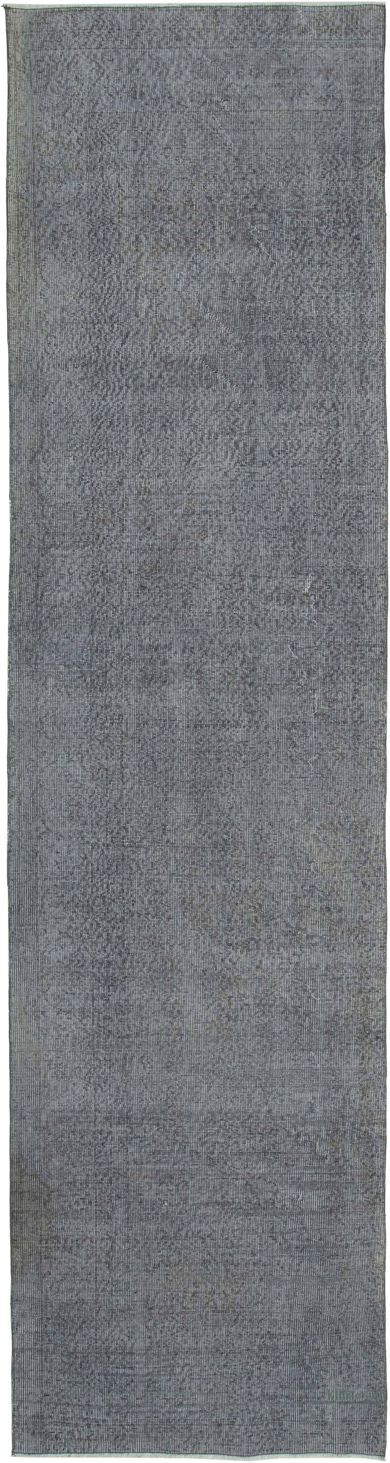 Gris Alfombra de Pasillo Turca Vintage Sobreteñida - 98 cm x 367 cm - K0050118