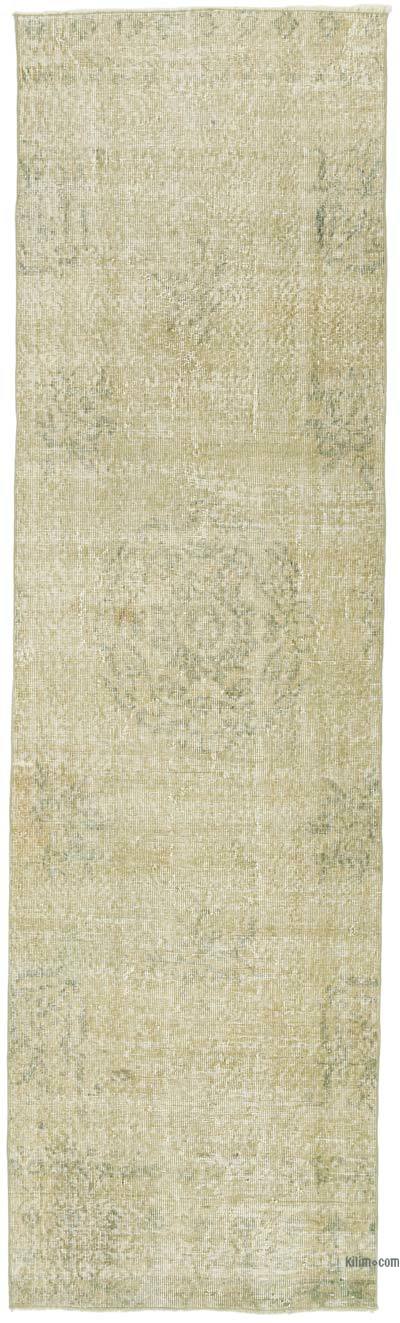 Bej Boyalı El Dokuma Vintage Halı Yolluk - 80 cm x 285 cm