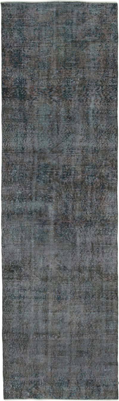 Gri Boyalı El Dokuma Vintage Halı Yolluk - 80 cm x 278 cm