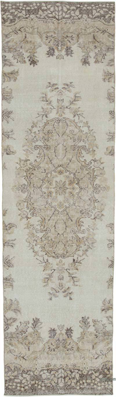 Bej Boyalı El Dokuma Vintage Halı Yolluk - 92 cm x 320 cm