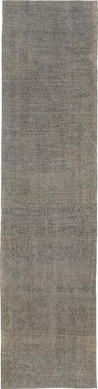 Gri Boyalı El Dokuma Vintage Halı Yolluk - 92 cm x 367 cm