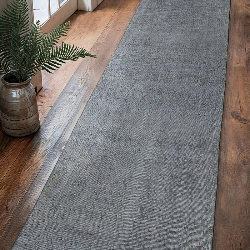 Gray Over-dyed Turkish Vintage Runner Rug - 3'  x 12'  (36" x 144") - K0050210