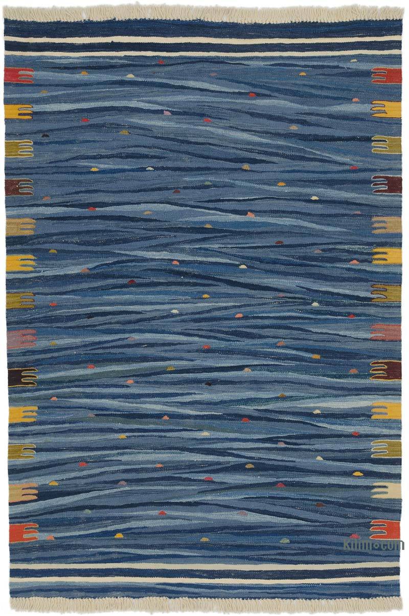 Mavi Yeni Kök Boya El Dokuma Kilim - 124 cm x 182 cm - K0050315