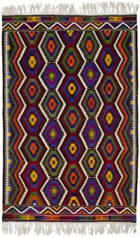Multicolor Vintage Antalya Kilim Rug - 5' 5" x 8' 4" (65" x 100")