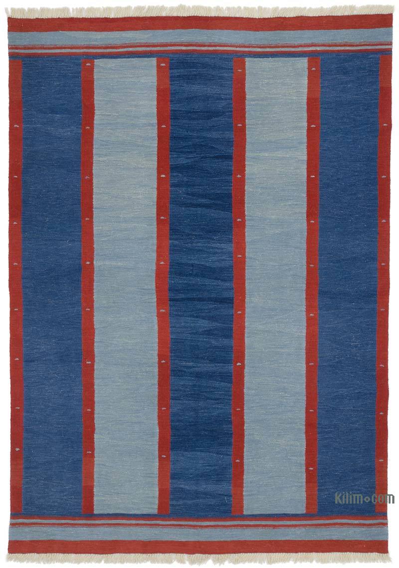 Azul Nueva Alfombra Turca Kilim - 185 cm x 258 cm - K0050322