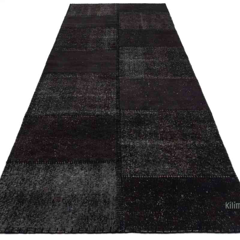 Siyah Boyalı Patchwork Halı - 100 cm x 300 cm - K0050324