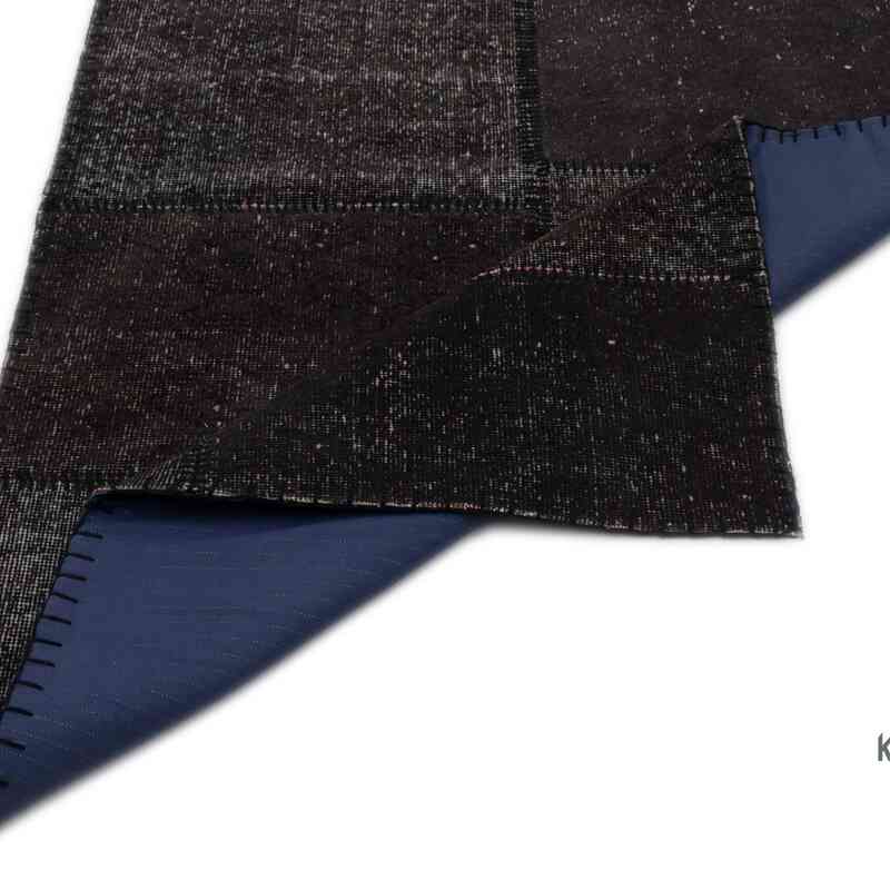 Black Patchwork Hand-Knotted Turkish Runner - 3' 3" x 9' 10" (39 in. x 118 in.) - K0050324