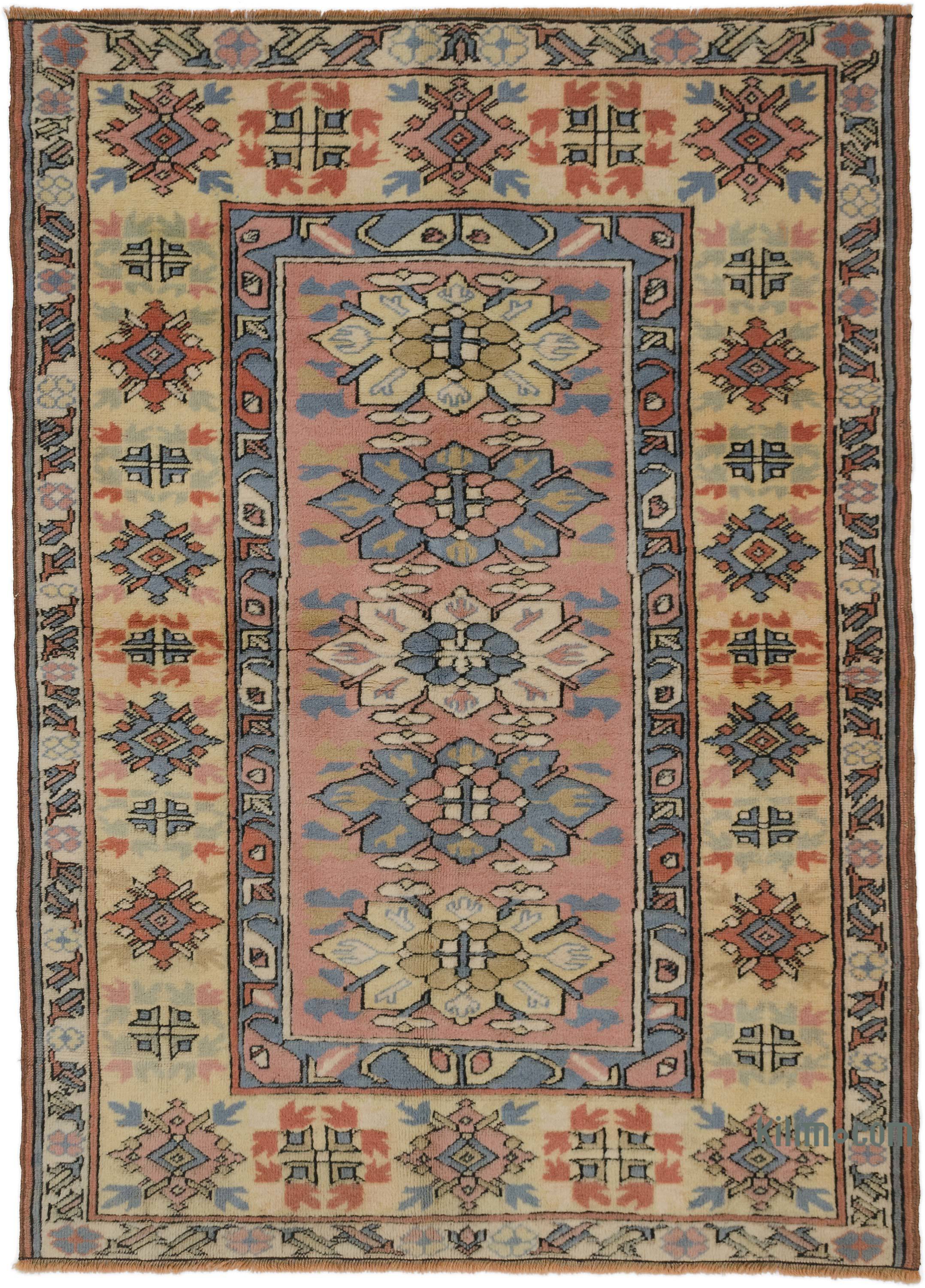 Vintage Turkish Hand-Knotted Rug - 4' x 5' 6