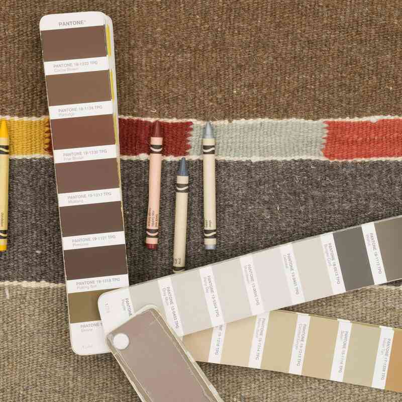 Marrón Corredor Nueva Alfombra Turca Kilim - K0050372