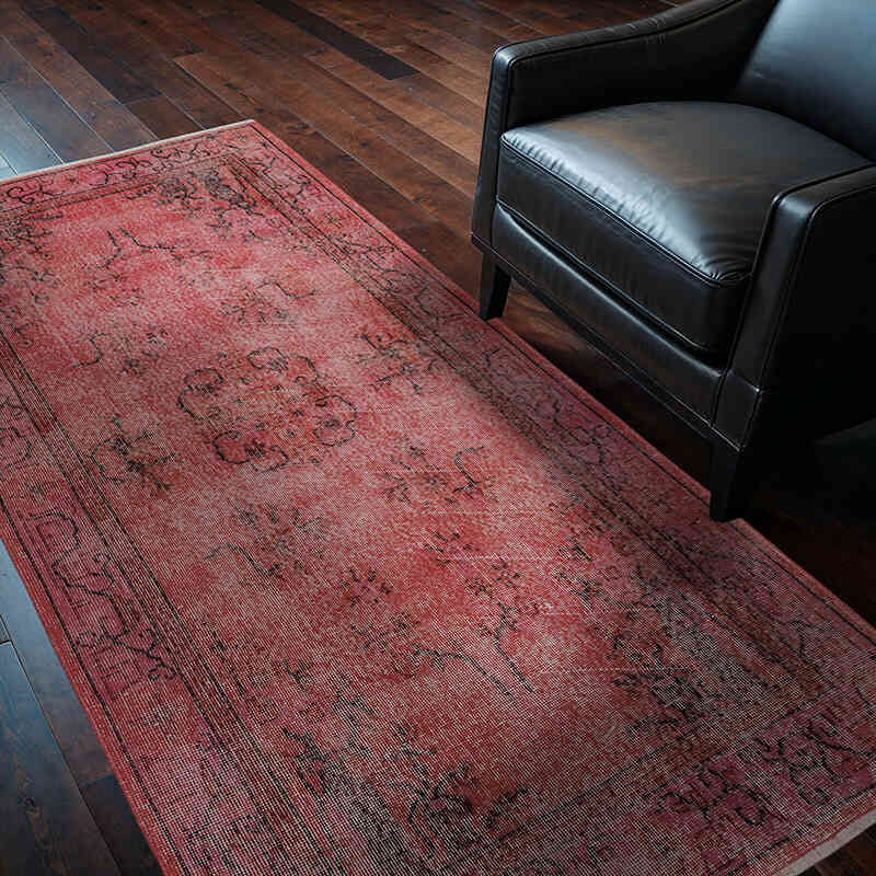 Kırmızı Vintage Boyalı El Dokuma Halı - 117 cm x 211 cm - K0050388