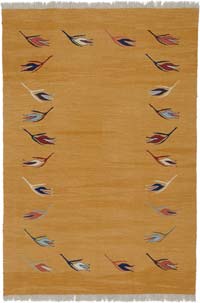 Sarı Yeni Kök Boya El Dokuma Kilim - 124 cm x 182 cm