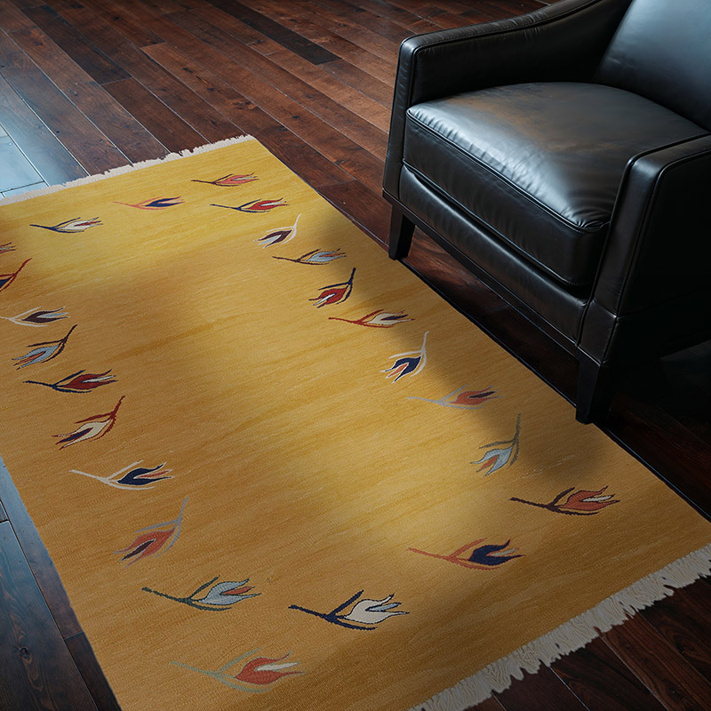 Sarı Yeni Kök Boya El Dokuma Kilim - 124 cm x 182 cm - K0050406