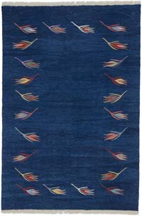 Blue New Handwoven Turkish Kilim Rug - 4' 1" x 6'  (49" x 72")