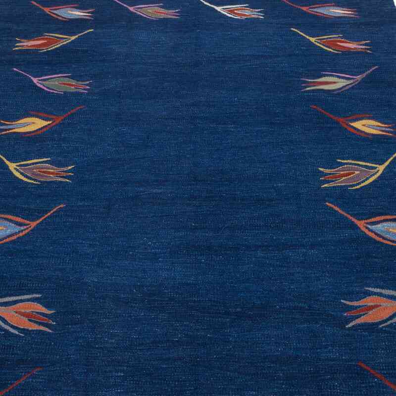 Blue New Handwoven Turkish Kilim Rug - 4' 1" x 6'  (49 in. x 72 in.) - K0050407