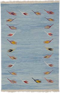 Blue New Handwoven Turkish Kilim Rug - 4' 1" x 6'  (49" x 72")