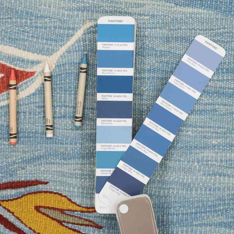 Azul claro Nueva Alfombra Turca Kilim - 124 cm x 183 cm - K0050408