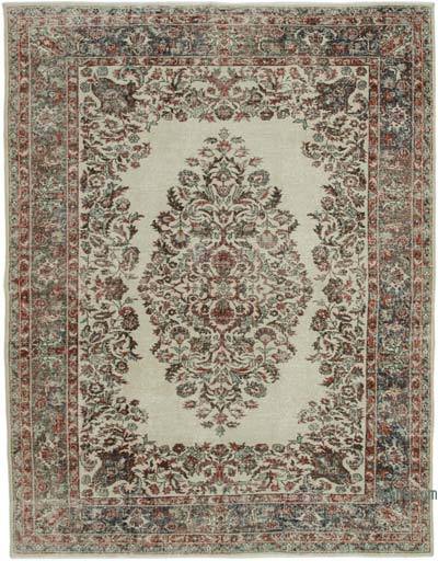复古土耳其手结地毯- 7' x 8' 11”(84英寸。x107英寸。)