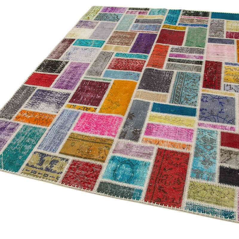 Multicolor Alfombra De Retazos Turca Sobre-teñida - 175 cm x 239 cm - K0051041