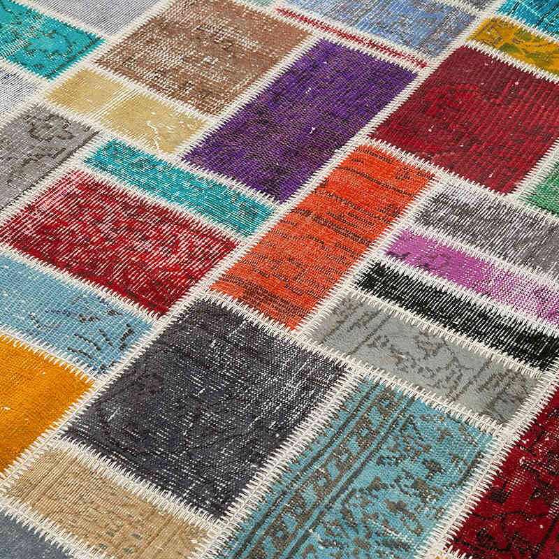 Multicolor Alfombra De Retazos Turca Sobre-teñida - 175 cm x 239 cm - K0051041