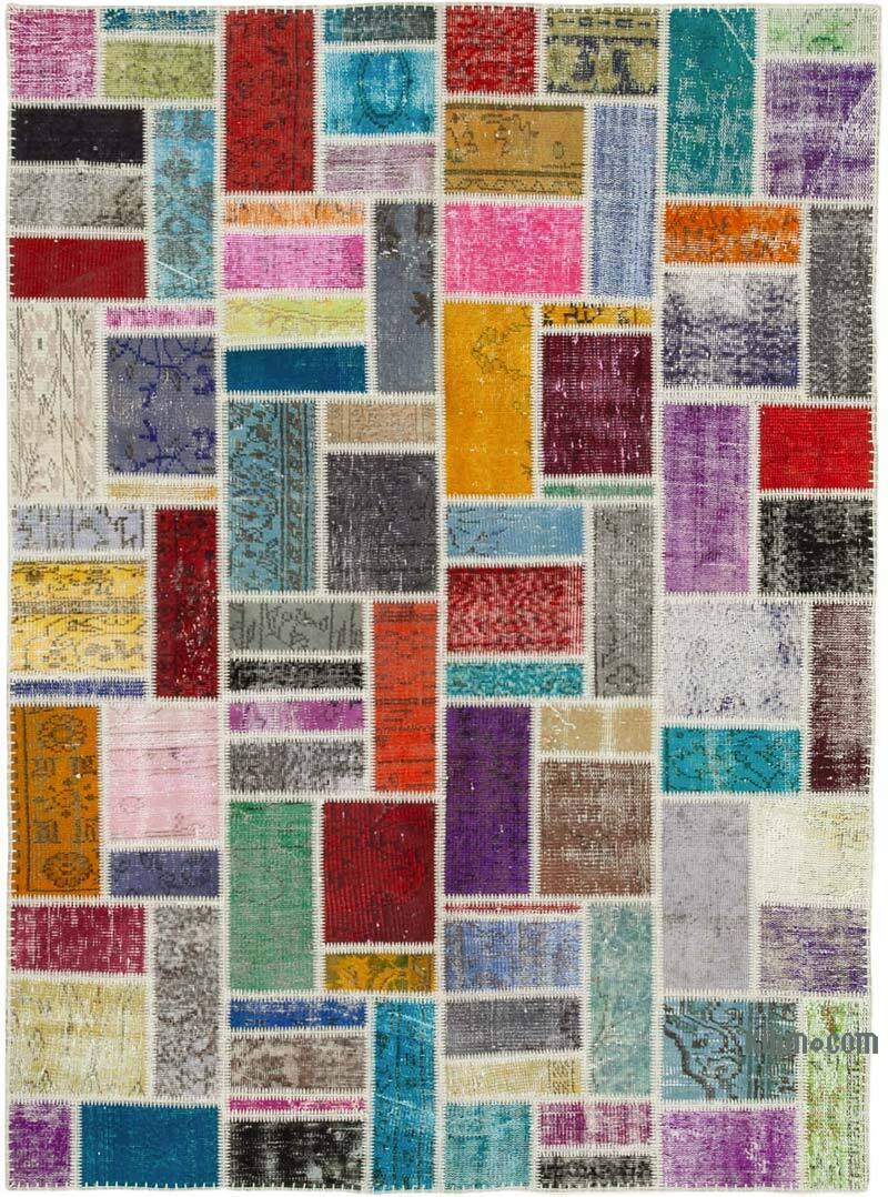 Multicolor Alfombra De Retazos Turca Sobre-teñida - 175 cm x 239 cm - K0051041