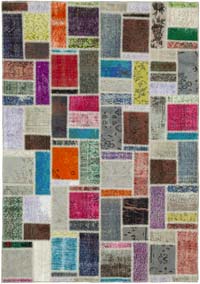 Çok Renkli Boyalı Patchwork Halı - 175 cm x 245 cm