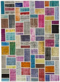 Multicolor Patchwork Hand-Knotted Turkish Rug - 5' 9" x 7' 9" (69" x 93")