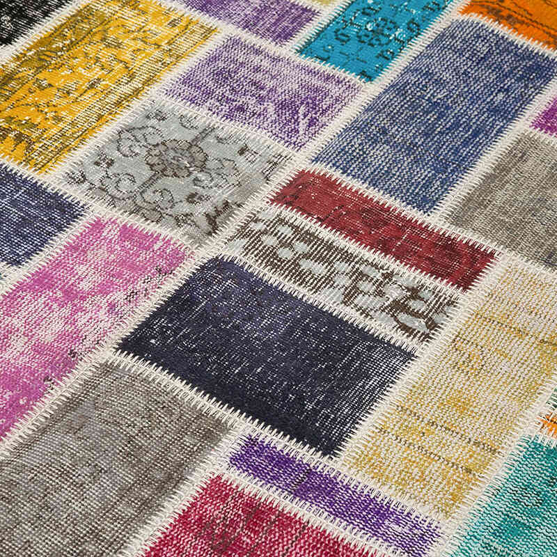 Multicolor Patchwork Hand-Knotted Turkish Rug - 5' 9" x 7' 9" (69" x 93") - K0051044