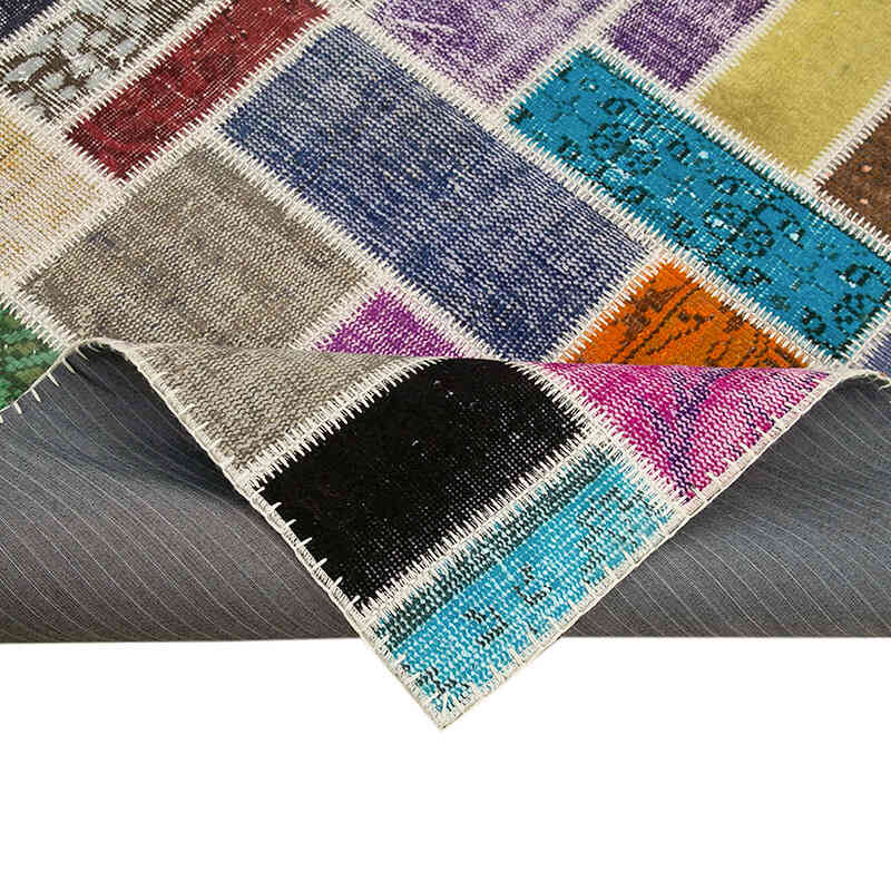 Multicolor Patchwork Hand-Knotted Turkish Rug - 5' 9" x 7' 9" (69" x 93") - K0051044